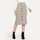 Shein Button Decoration Plaid Skirt