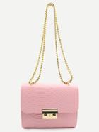 Shein Mini Pink Crocodile Embossed Pu Flap Chain Bag