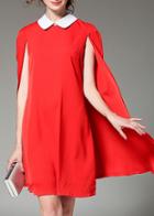 Shein Red Lapel Elegance Cape Dress
