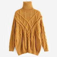 Shein High Neck Twisted Knit  Jumper