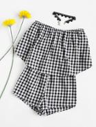 Shein Double Layer Strapless Checkered Romper