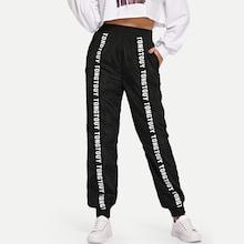 Shein Elastic Waist Pocket Letter Print Pants