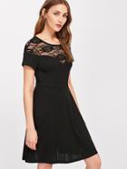 Shein Illusion Lace Sweetheart Fit & Flare Dress