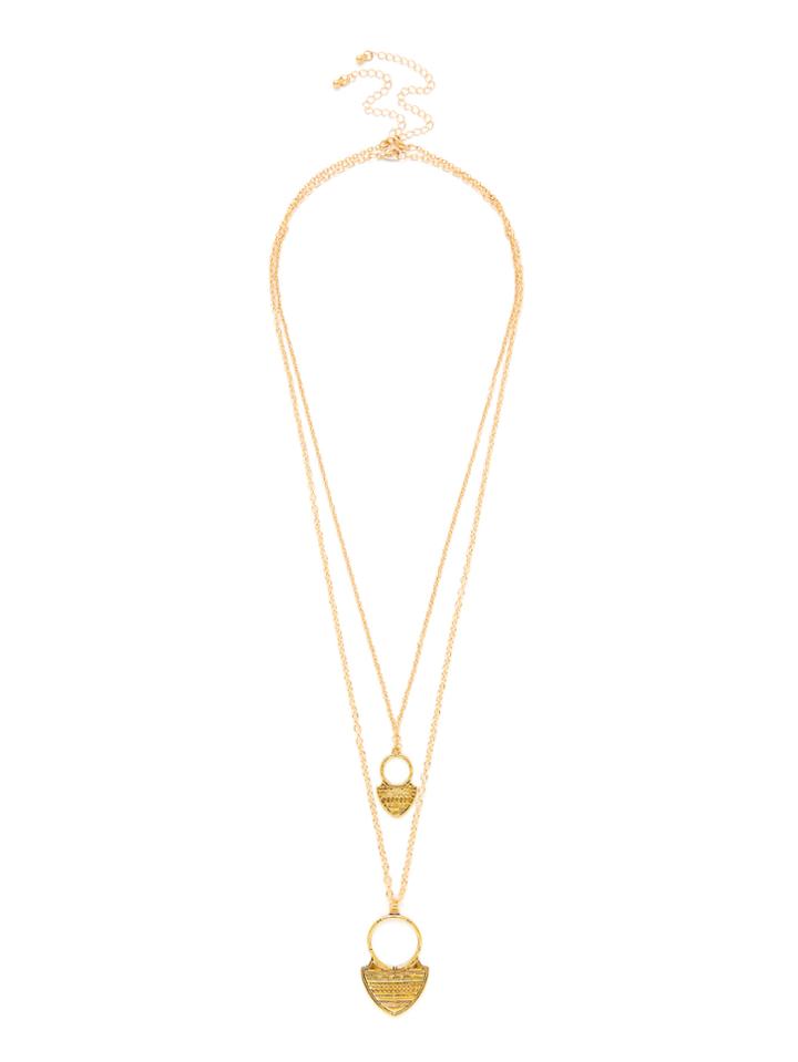 Shein Irregular Shaped Pendant Layered Chain Necklace