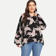 Shein Plus Crane Print Blouse
