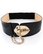 Shein Black Elastic Chain Pu Leather Belt