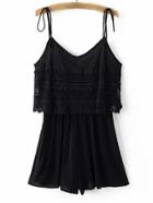 Shein Black Spaghetti Strap Lace Jumpsuit