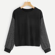 Shein Contrast Sleeve Drop Shoulder Tee