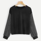 Shein Contrast Sleeve Drop Shoulder Tee