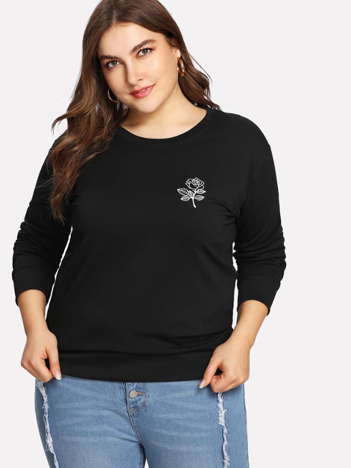 Shein Rose Print Sweatshirt