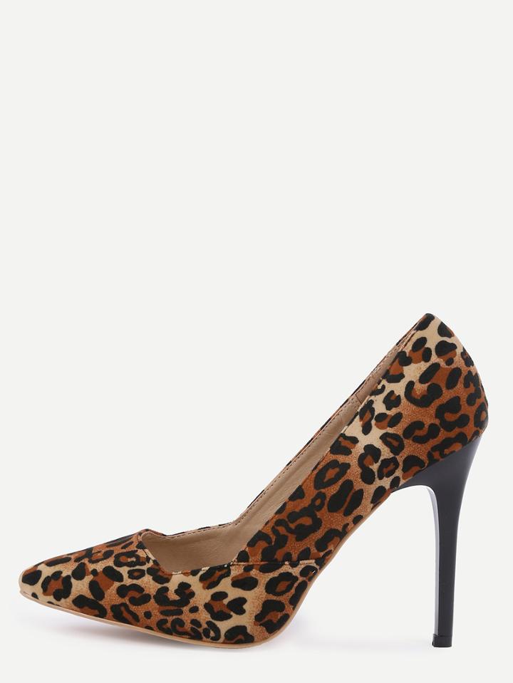 Shein Leopard Faux Suede Pointed Toe Pumps