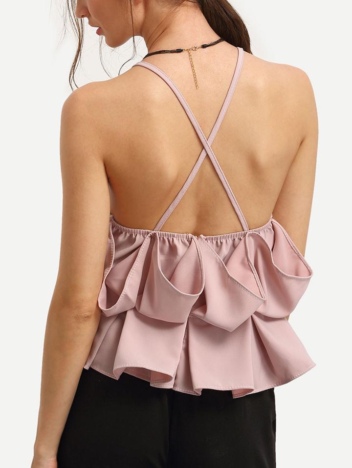 Shein Crisscross Ruffle Back Cami Top