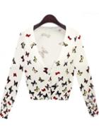 Rosewe Cute Butterfly Print Autumn Winter Cardigans With Button