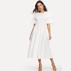 Shein Layered Flutter Sleeve Fit And Flare Dress