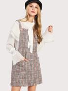 Shein Fringe Trim Tweed Overall Dress