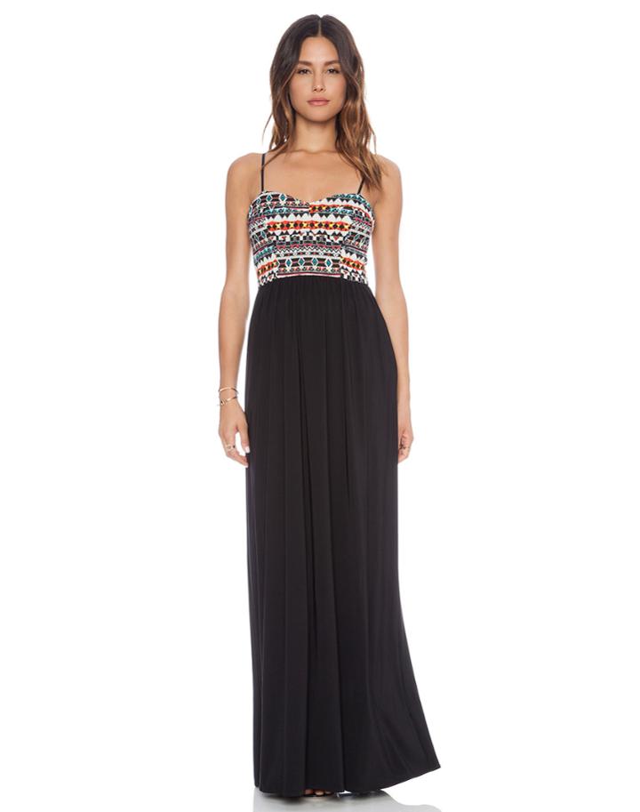 Shein Black Spaghetti Strap Tribal Maxi Dress