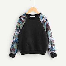 Shein Girls Floral Print Raglan Sleeve Sweatshirt