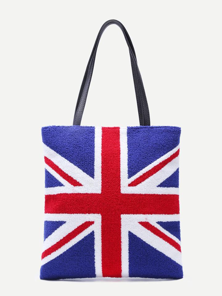 Shein British Flag Pattern Pu Tote Bag
