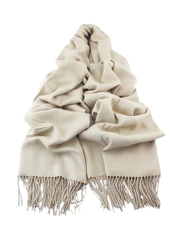 Shein Beige Solid Color Wide Scarf With Tassel