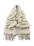 Shein Beige Solid Color Wide Scarf With Tassel