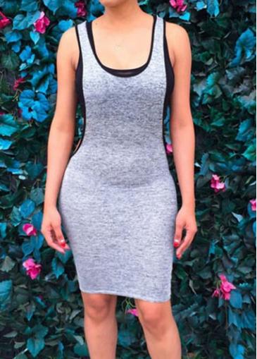 Rosewe Grey Hollow Side Sheath Mini Dress