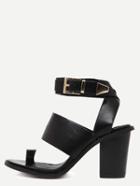 Shein Black Ankle Strap Open Toe Chunky Sandals