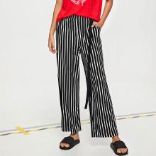 Shein Elastic Waist Striped Wide Leg Pants