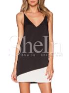 Shein Black White Slipdresses Slip Spaghetti Strap Color Block Dress