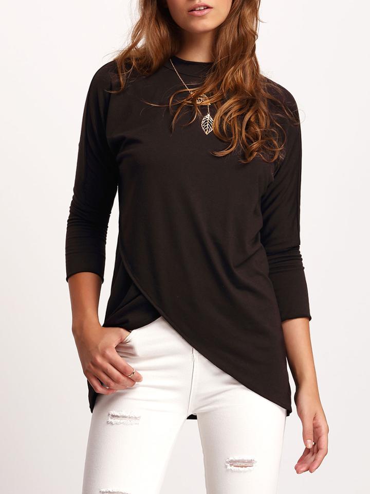 Shein Black Crew Neck Modal Loose T-shirt