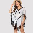 Shein Plus Contrast Crochet Fringe Hem Cover Up
