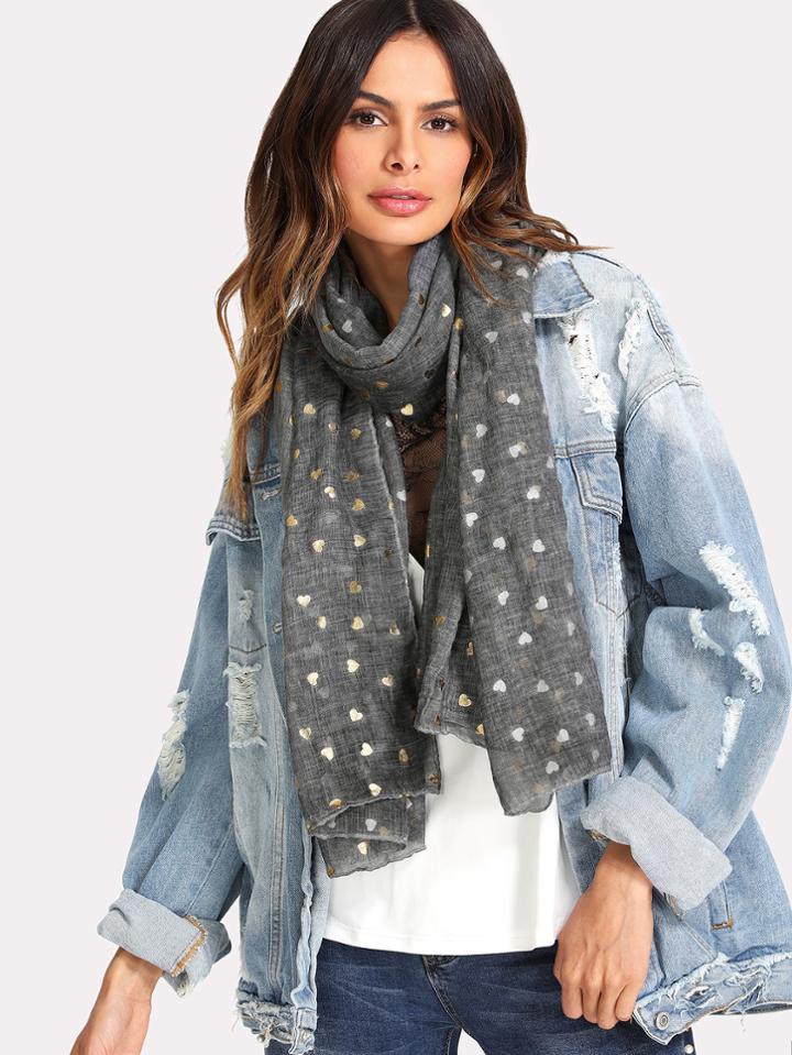 Shein Heart Pattern Scarf