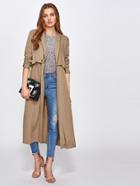 Shein Box Pleated Double Layer Duster Coat