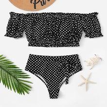 Shein Polka Dot Bardot Bikini Set