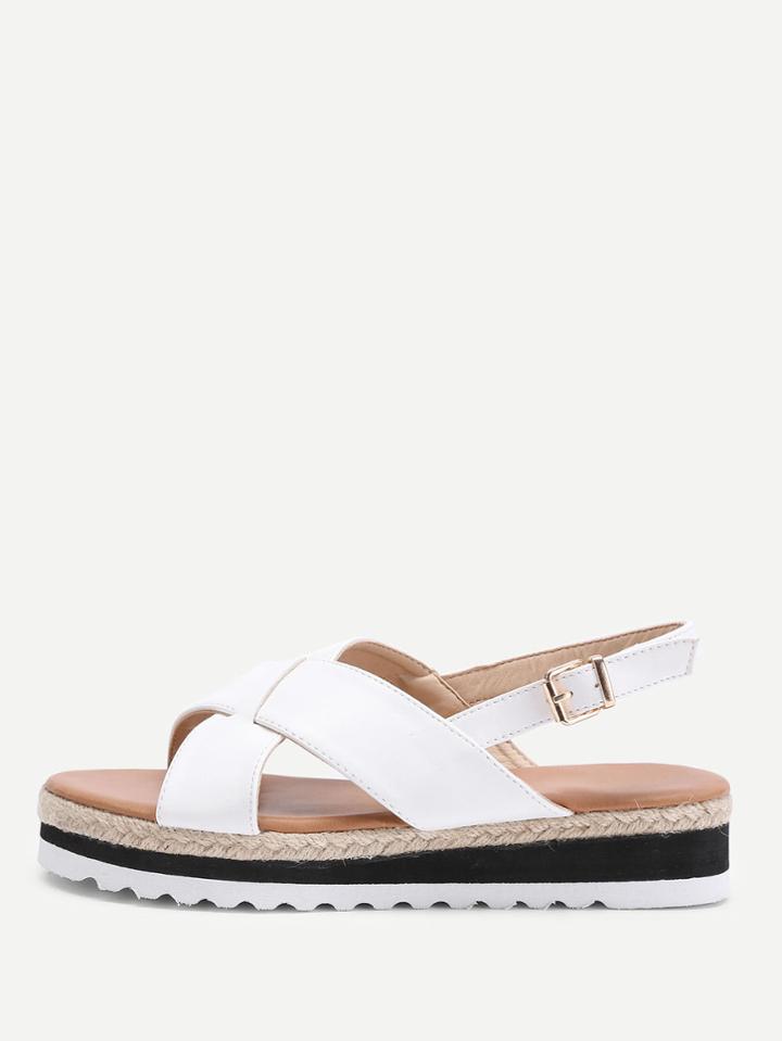 Shein Criss Cross Flatform Pu Sandals