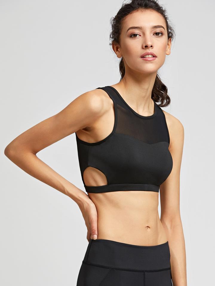 Shein Mesh Insert Cut Out Side Crop Tank Top