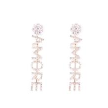 Shein Letter Shaped Rhinestone Drop Earrings