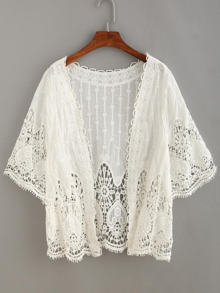 Shein Crochet Insert Hollow Out Cardigan