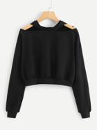 Shein Cut Out Detail Crop Hoodie