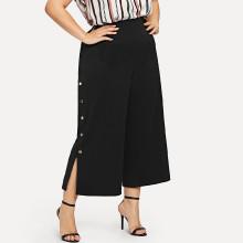Shein Plus Button Side Wide Leg Crop Pants