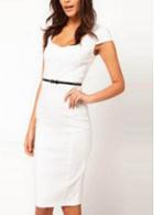 Rosewe Vogue Scoop Neck Cap Sleeve Sheath Dress For Ol