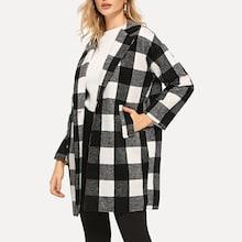 Shein Plaid Dual Pocket Tweed Coat