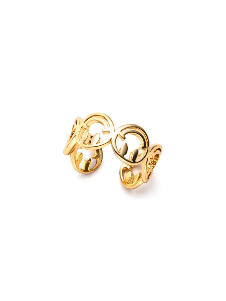 Shein Gold Plated Smiley Face Hollow Out Wrap Ring