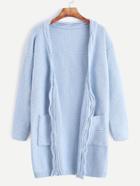 Shein Open Front Long Sweater Coat With Pockets