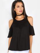 Shein Scoop Cold Shoulder Top Black