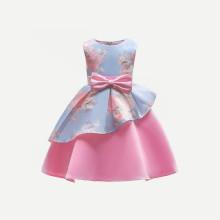 Shein Girls Floral Print Bow Asymmetric Dress