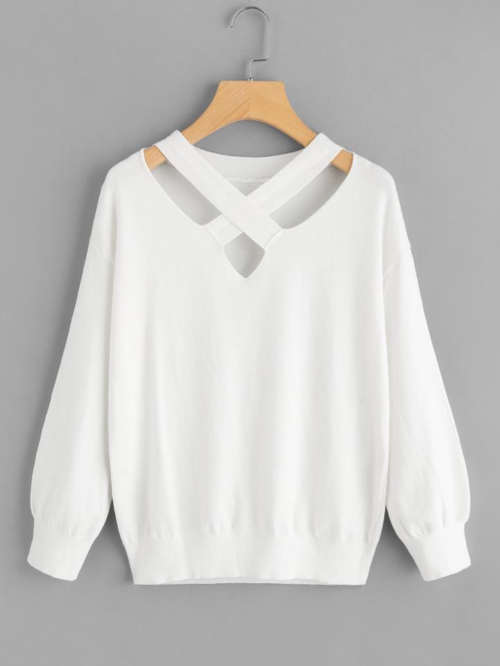 Shein Criss Cross Front Sweater