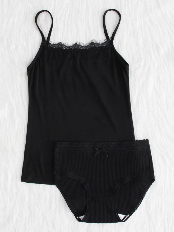 Shein Eyelash Lace Camisole Set