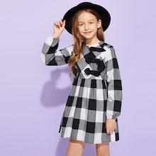 Shein Girls Zip Back Gingham Dress