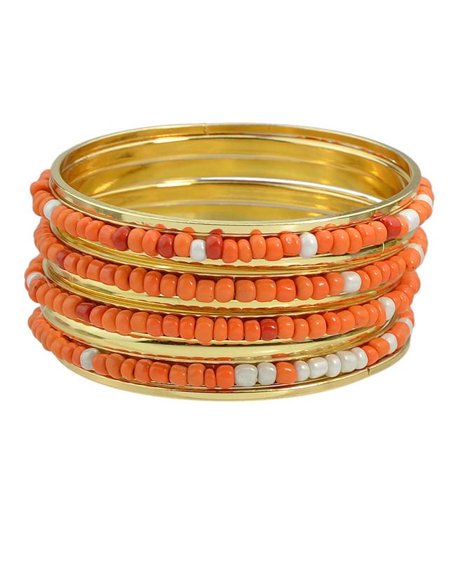 Shein Orange Beads Bracelets And Bangles