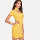 Shein Solid Fitted Dress With Choker